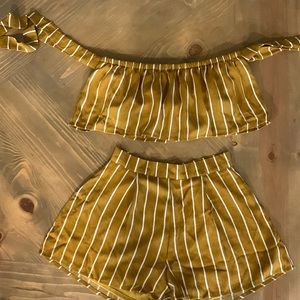 Summer vibe Yellow w/ white stripe two piece